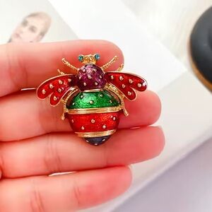 Red Colorful Enamel Bee Brooch